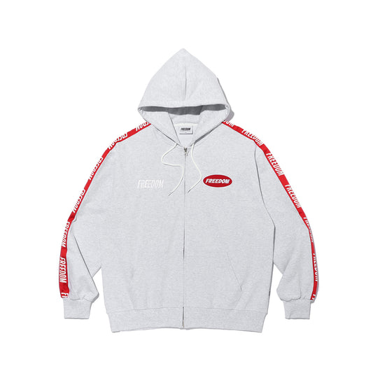 Freedom Lettering Hooded Zip-Up (Melange)