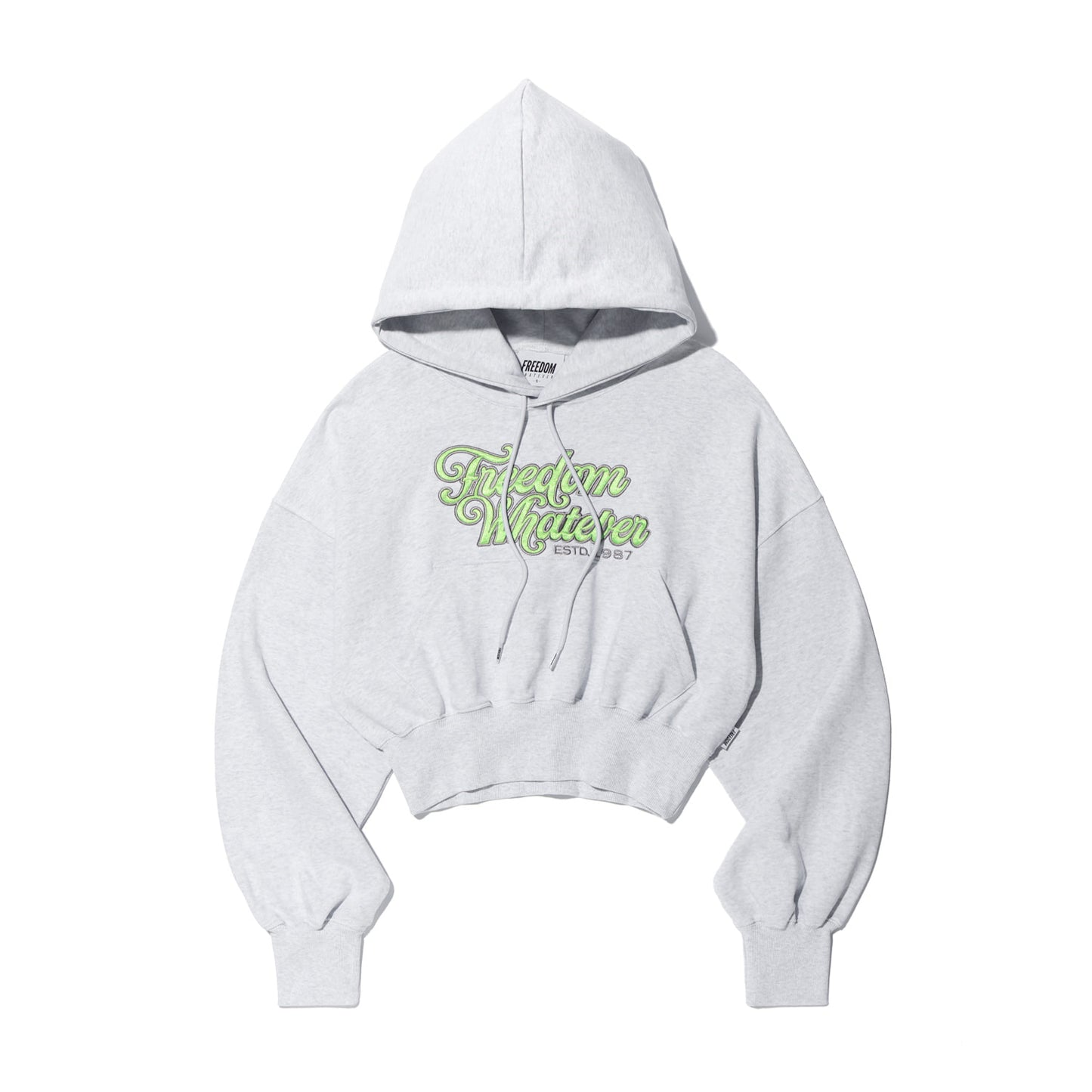 Women's Lettering Applique Crop Hoodie (Melange)