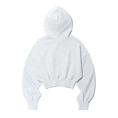 Women's Lettering Applique Crop Hoodie (Melange)