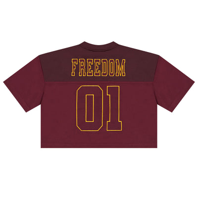 Women's Freedom Crop Rugby Jersey (Wine)