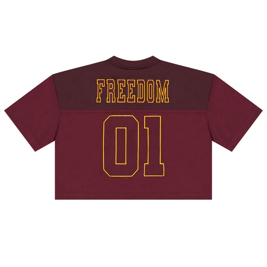 Women's Freedom Crop Rugby Jersey (Wine)