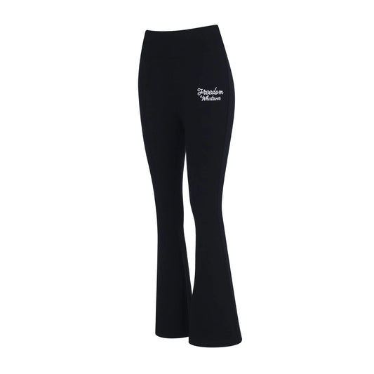 High Banding Boot Cut Sweat Pants women (Black)
