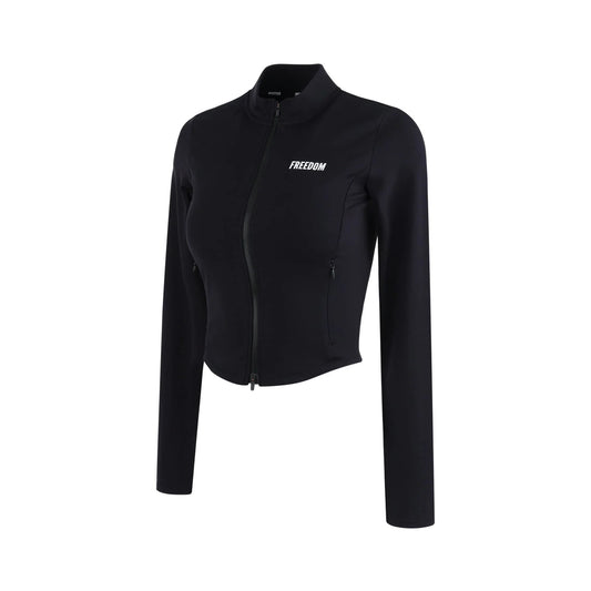 Womens Logo Slim Fit Zip Up Jacket (Black)