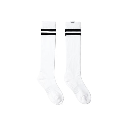 Women's Striped Knee Socks (White)
