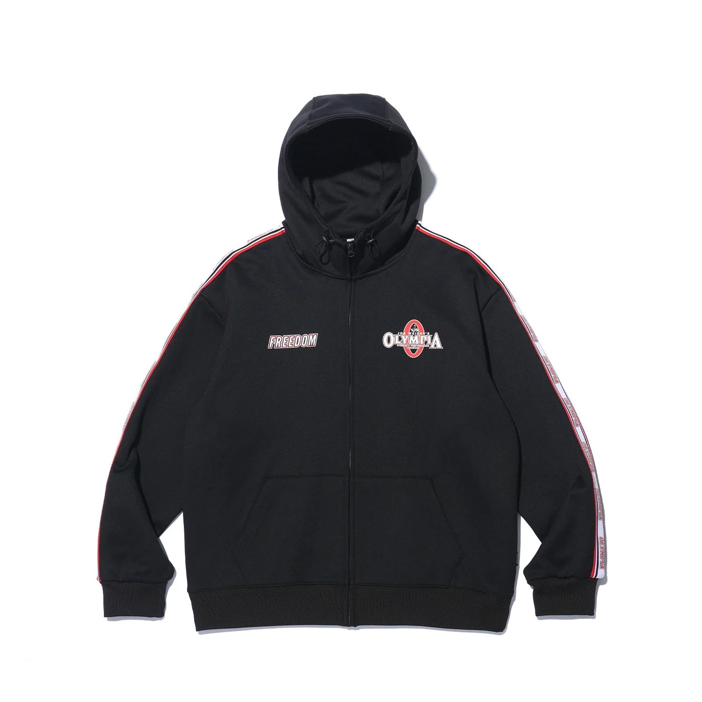 Olympia Lettering Mesh Embossed Hood Zip-up (Black)