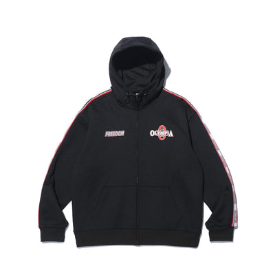 Olympia Lettering Mesh Embossed Hood Zip-up (Black)