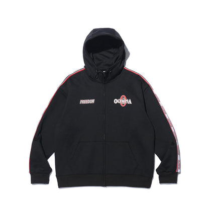 Olympia Lettering Mesh Embossed Hood Zip-up (Black)
