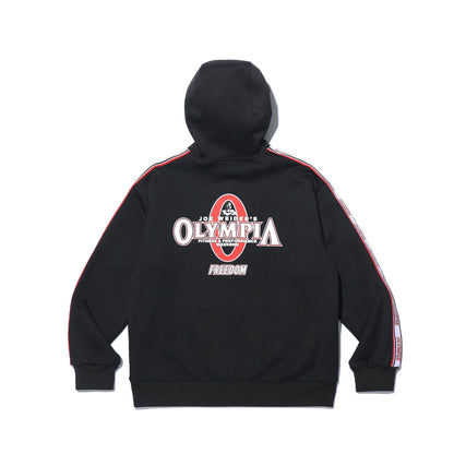 Olympia Lettering Mesh Embossed Hood Zip-up (Black)