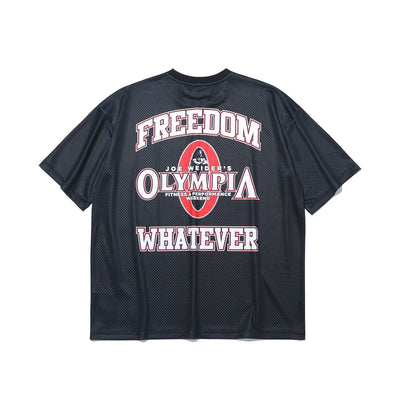 Olympia Small Logo All Mesh Short Sleeve T-Shirt (Black)