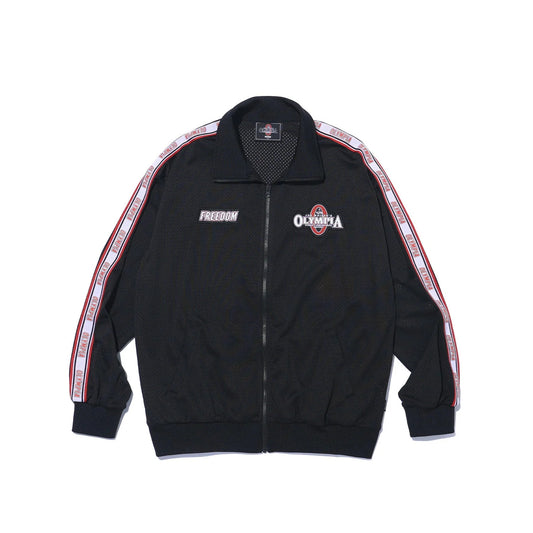 Olympia Lettering All Mesh Coach Jacket (Black)