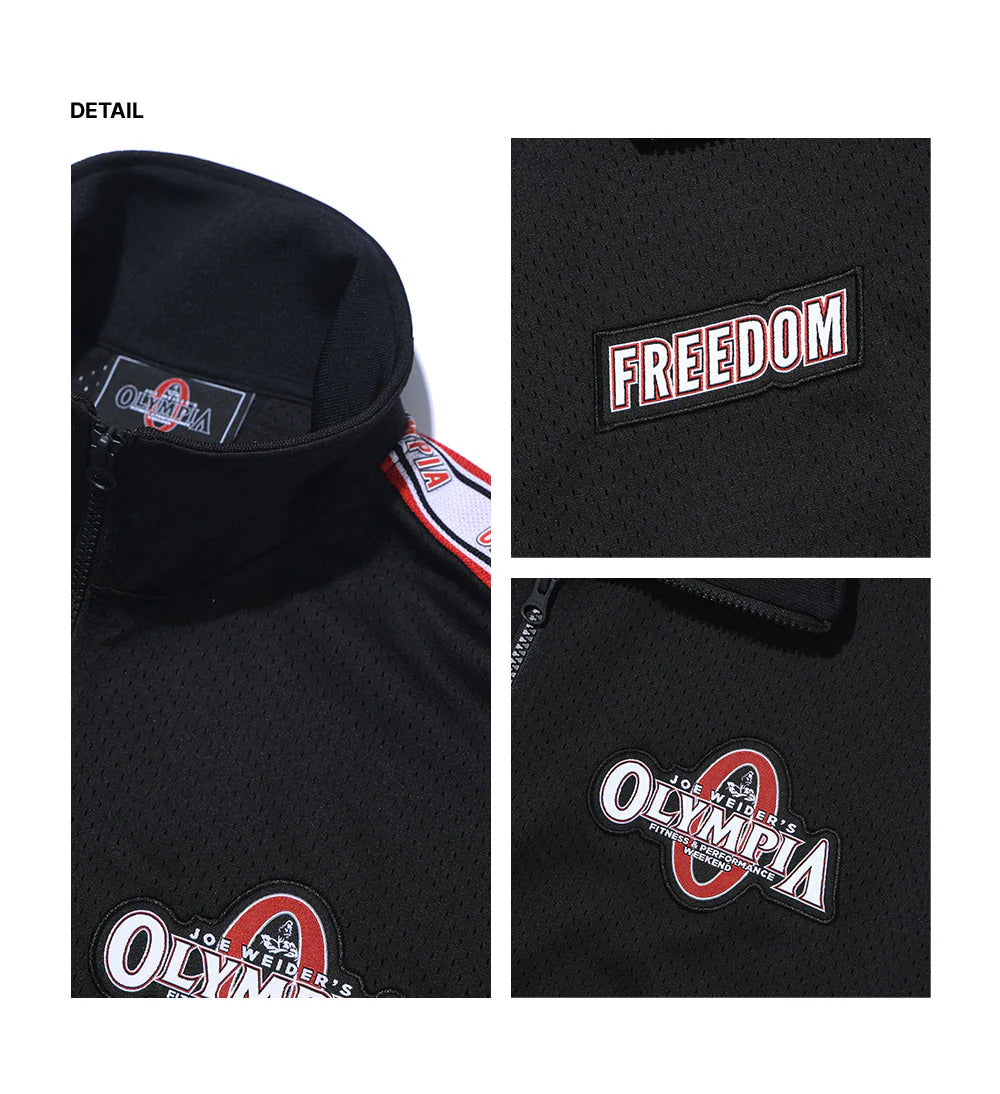 Olympia Lettering All Mesh Coach Jacket (Black)