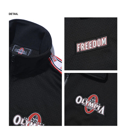 Olympia Lettering All Mesh Coach Jacket (Black)